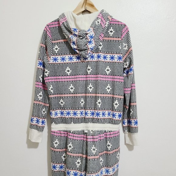 Kensie Onesie Hooded Fleece Pattern PJ's Large - Picture 5 of 16